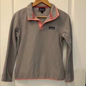 Patagonia Gray and Pink Fleece Pullover